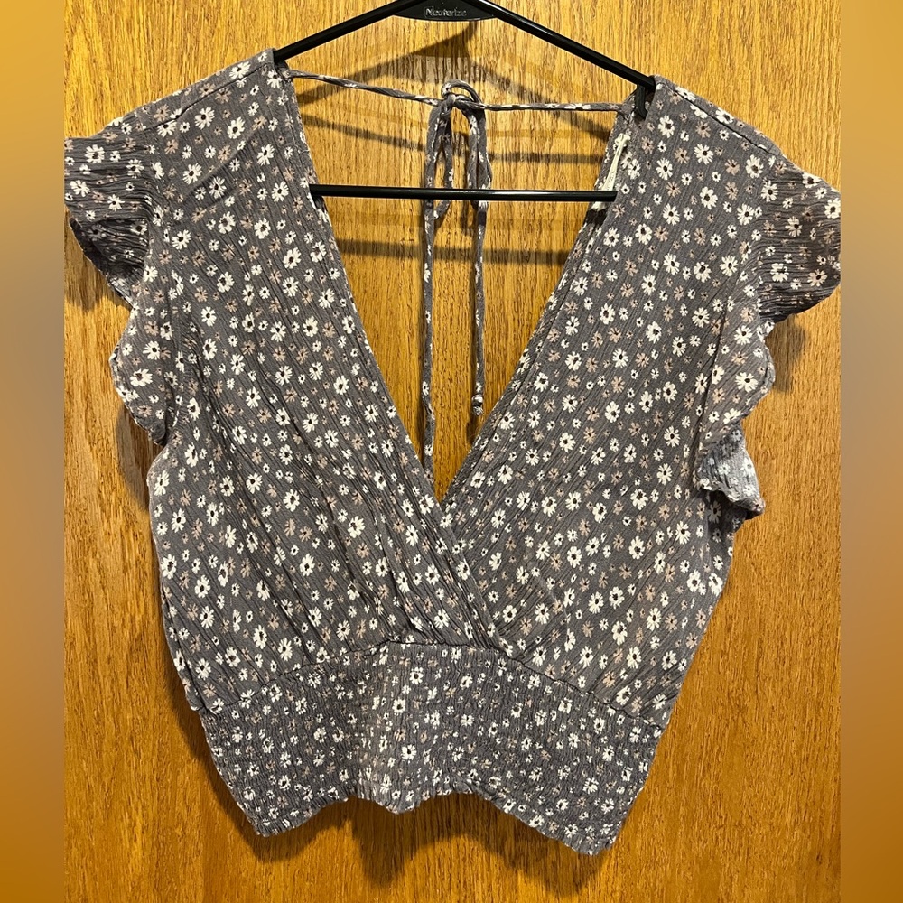 Sozy Kaia Crop Top Gray Floral XL